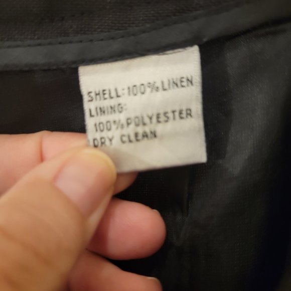 Talbots Irish Linen Pants Size 10P Black Cropped Lined High Rise Dress Trousers - Picture 8 of 8